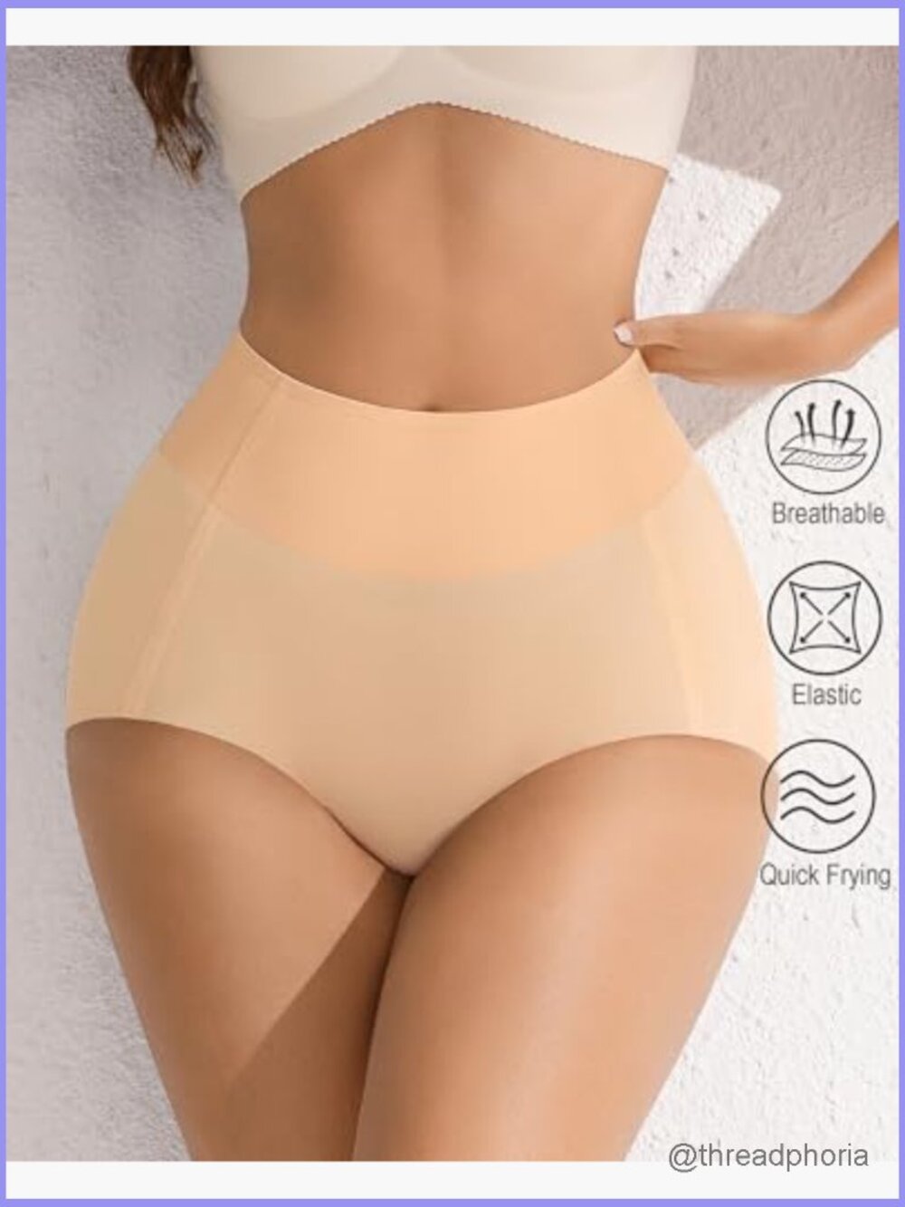 High Waisted Tummy Control Underwear Ice Silk Full Coverage Briefs Shapewear - Picture 4 of 7